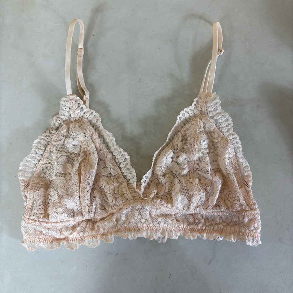 Talula Lace Bralette Small Nude Sparkle Holiday  Coquette Dainty Minimalist